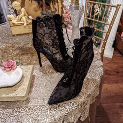 Sexy Black Lace Boots