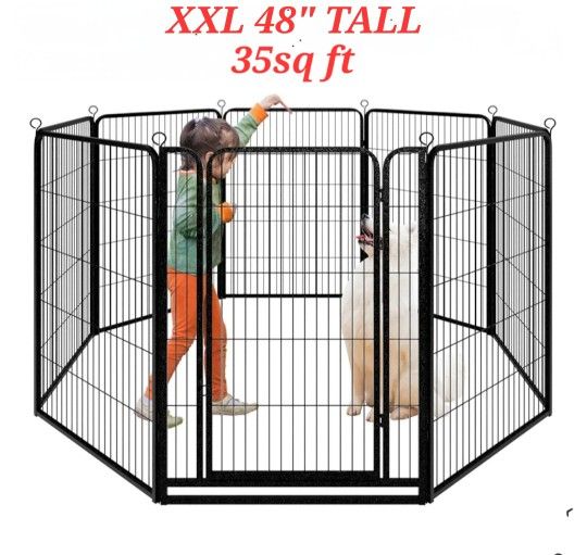 New 49" Tall 8 Panel XXXL Dog Playpen Portable Pet Play yard Kids Safety Travel Gate Coral De Mascota