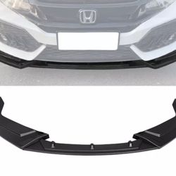 Fits 17-21 Honda Civic Hatchback IKON Style Matte Black PP Front Bumper Lip 3PCS