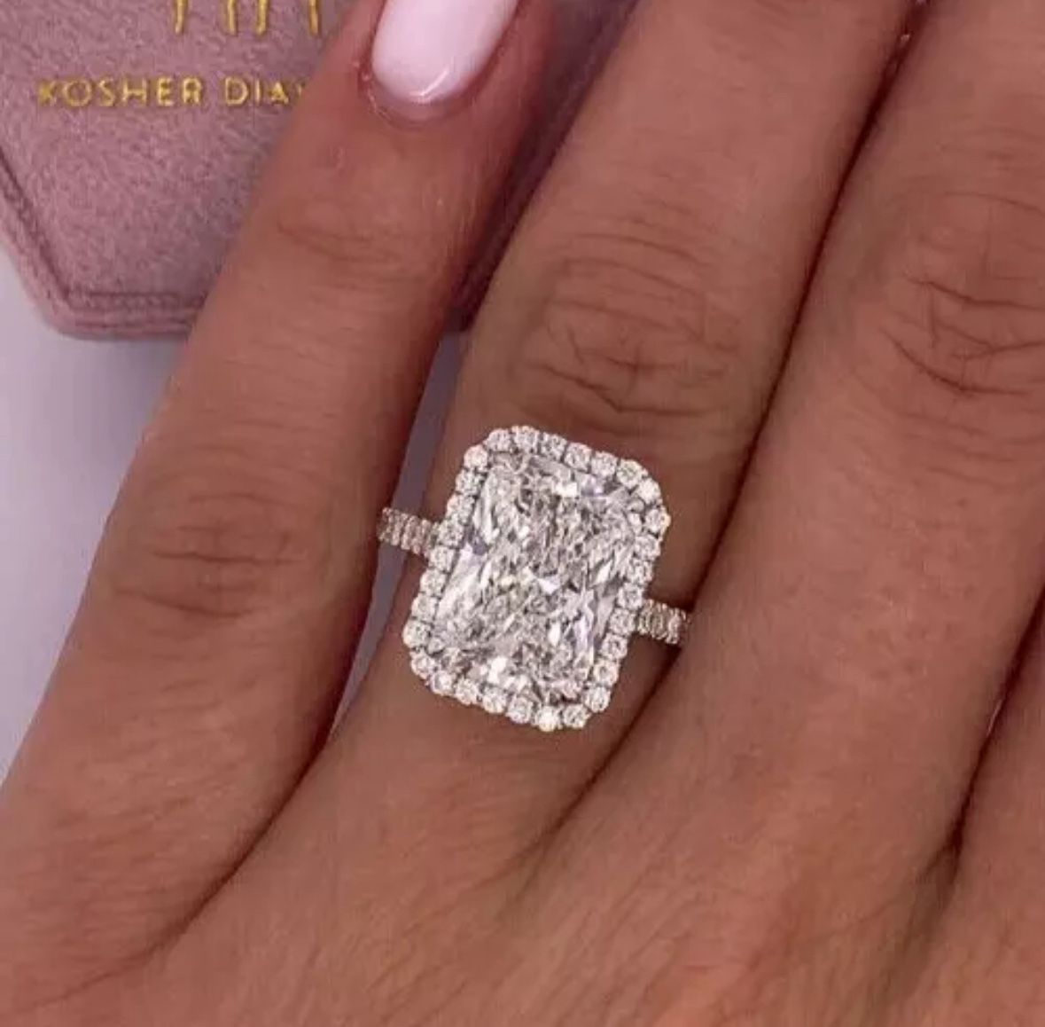 5.40CT Radiant Cut Lab Grown Diamond Halo Engagement Gift Ring In 14k White Gold
