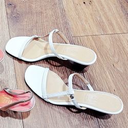BALLY White Leather Sandals- Women's Size 7 New