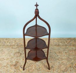 ⭕️ Antique Edwardian Inlaid Mahogany Three Tier Plant/Cake Stand