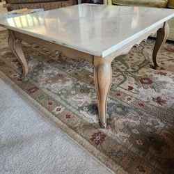 Vintage French Provincial Marble Top Coffee Table (Square)