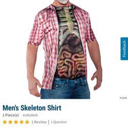 Men’s Skeleton Halloween Shirt One Size Fits All