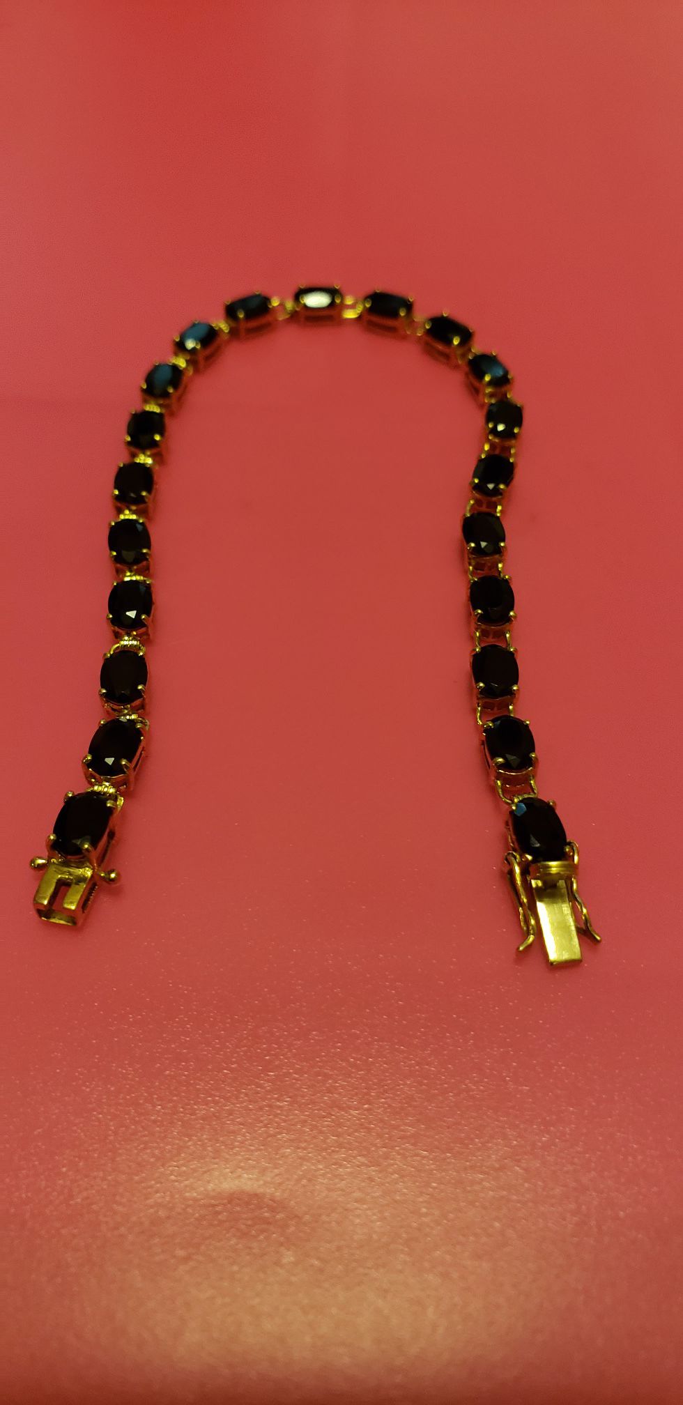 10k solid gold black onyx stone bracelet