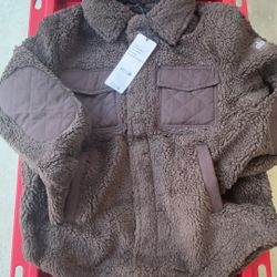 Alo Sherpa bomber jacket size small color brownstone