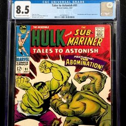 TALES TO ASTONISH #91-CGC 8.5-OW to WT Pages-1st Abomination Appearance on Cover