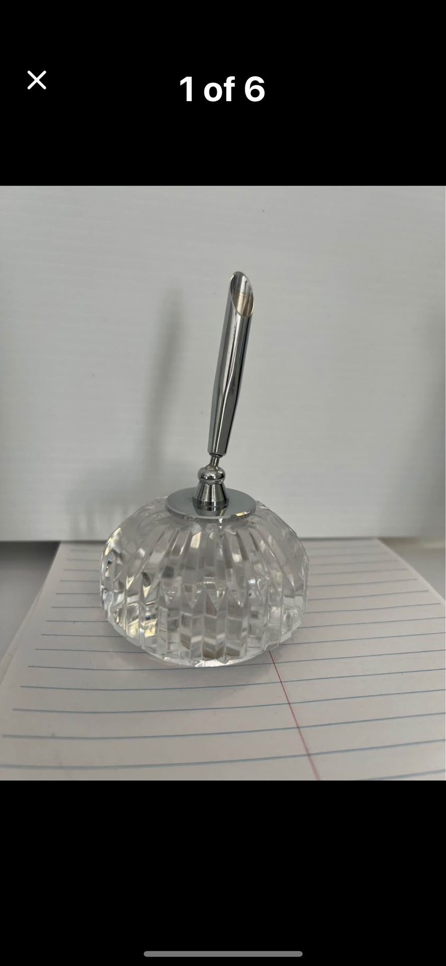 Waterford Crystal Paperweight & Pen Holder Signed On Bottom