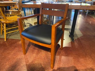 Wooden Minimalist Chair with Black Leather Seat