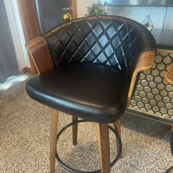 Modern Black Leather Bar Stools