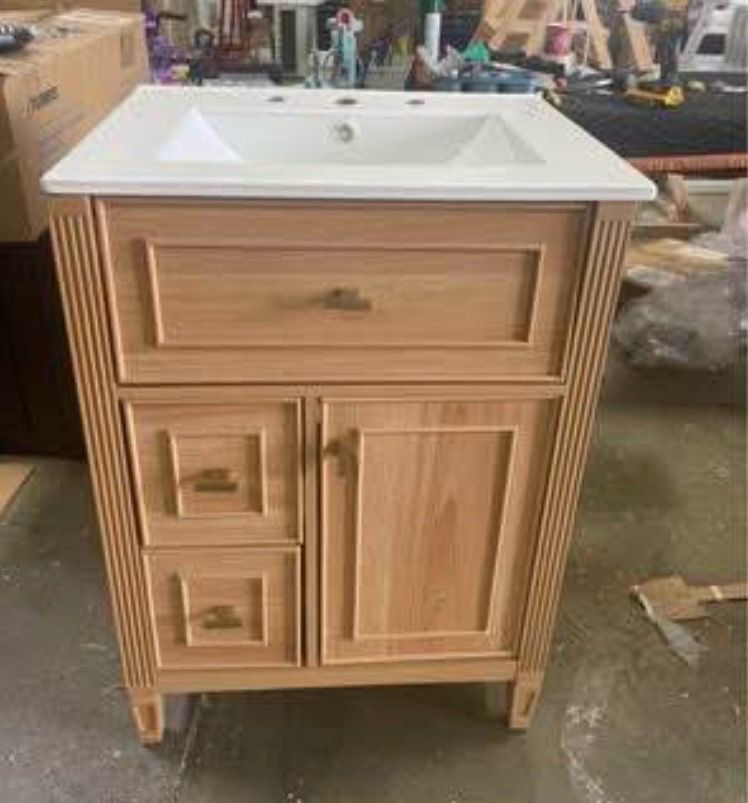 New Assembled Free Standing 24" Bathroom Vanity with Sink Single Basin Vanity Set