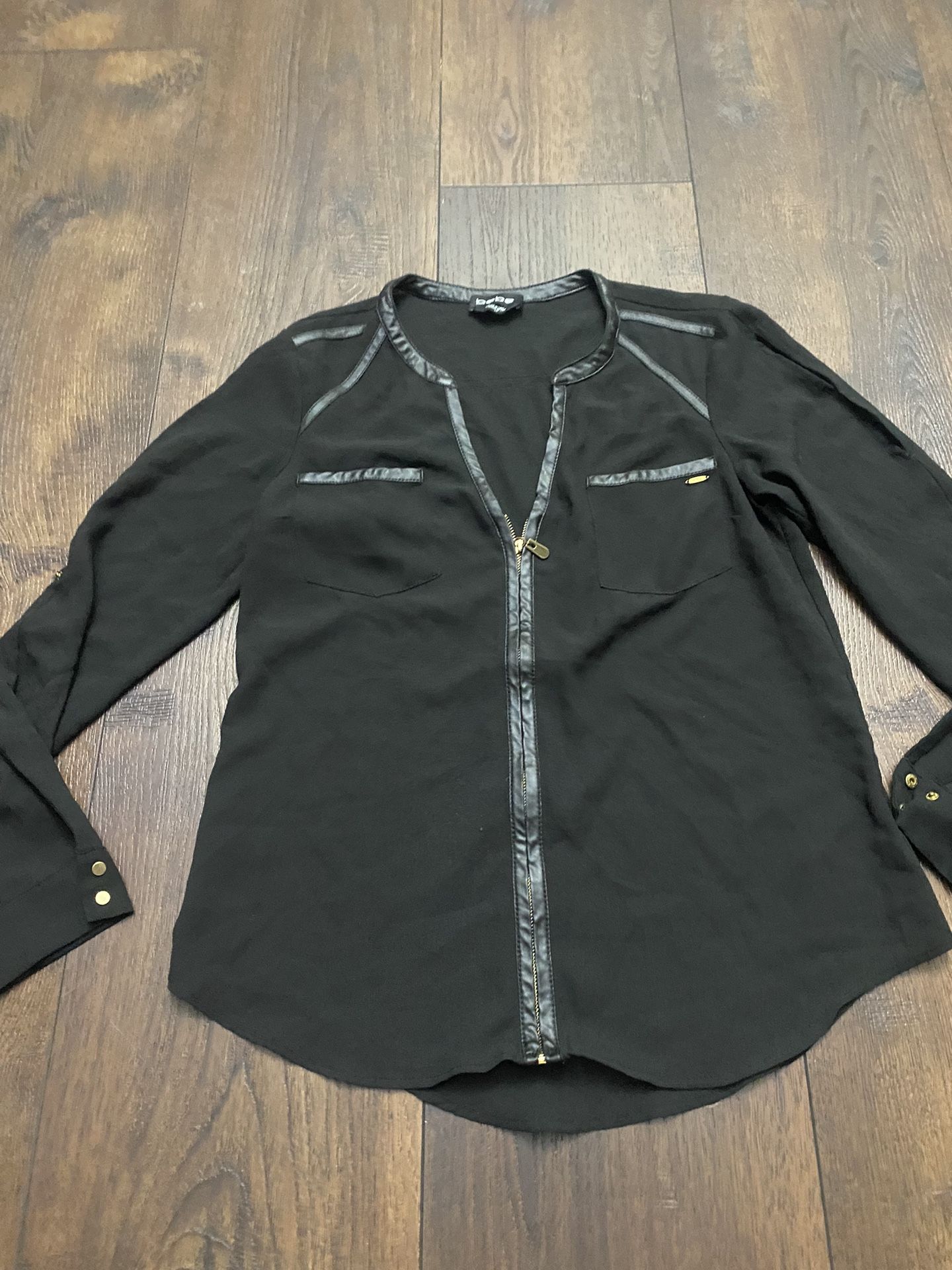 Womans Black Sheer Shirt Size Small By Bebé #19