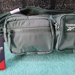 REEBOK UNISEX NOUR CROSSBODY BAG TREK GREEN SHOULDER AJUSTABLE STRAP 3 POCKETS