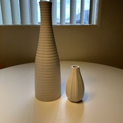 2 Off White Vases