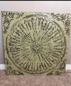 Metal wall hanging decor with brown accents 47x47