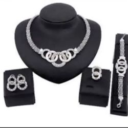 4pcs African Ethiopian Jewelry Set Necklace Bracelet Earrings And Ring