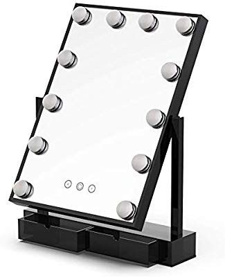 Large Makeup Vanity Mirror with Lights,Hollywood Light-up Professional Mirror with Storage,3 Color Lighting Modes,10x Magnification,