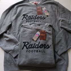 Las Vegas Raiders Men's Mitchell And Ness Throwback Crew Neck Sweaters Grey
