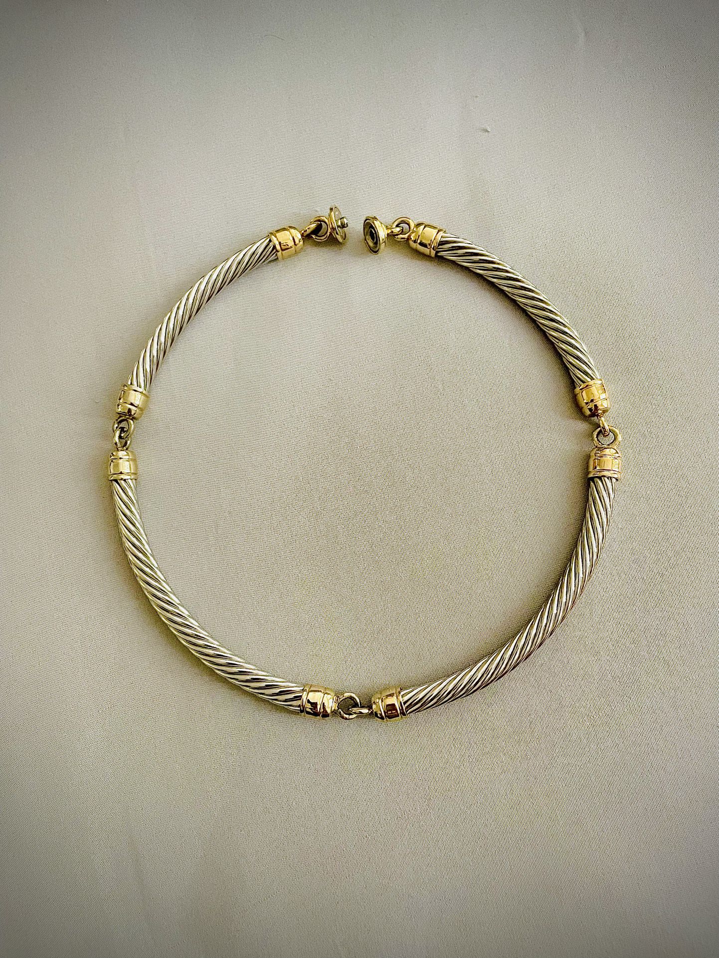 Vintage 1980’s Twisted Cable Gold Plated Silver Metal Necklace 