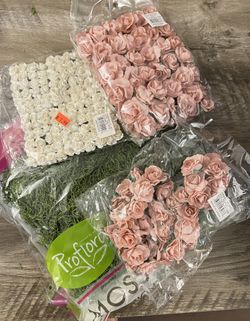 Artificial Paper Rose Flower And Moss DIY Craft Scrapbook 