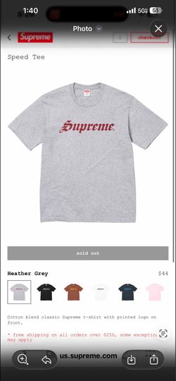 supreme speed tee heather grey
