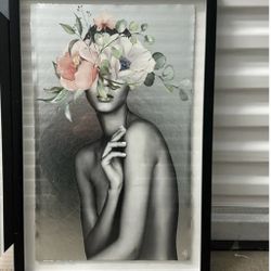 Modern Glam Marmont Hill Framed Fine Art Print Woman With Flowers… NWT