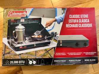 Coleman Two Burner Classic Propane Camp Stove Camping 20,000BTU Metal Folding