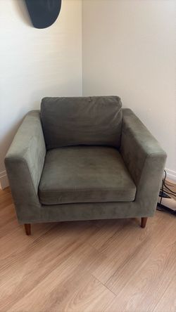 Green suede chair