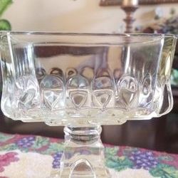 Antique Glass Etched Candy Holder