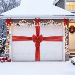 Christmas Garage Door Bow Decoration Giant mesh Bow Garage Door Wrapping DIY Outdoor Xmas Decorations 