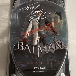 Troy Baker Signed Batman Arkham City Two Face Action Figure Autograph JSA COA