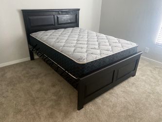 Queen Solid Wood Bed With Mattress $540