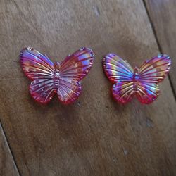 Lot Of 2 Acrylic Butterflies Shoe Charms 
