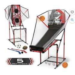 NEW Majik 5-in-1 Sport Center Game System - Basketball, Football, Baseball, Soccer & Hockey