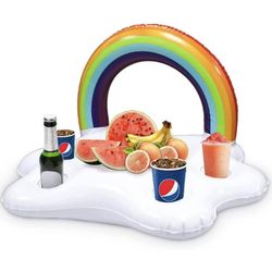 Brandnew Inflatable Rainbow Cloud Floating Drink Holder Pool Drink Floats Inflatable Cup Holders Hot Tub Accessories for Adults Fun Drink Floaties for