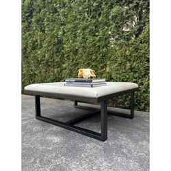 William & Sonoma Leather & Metal Ottoman / Coffee Table