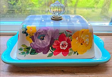 The Pioneer Woman Ceramic Floral Butter Dish NEW