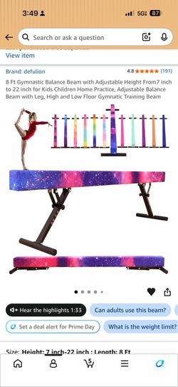 Gymnastics Balance Beam - 8ft