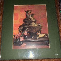 Vintage 3D Raised Dragon Teapot Framed Picture 