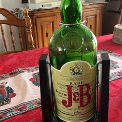 Antique J&B Scotch Gallon Bottle, And Cradle