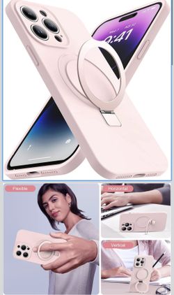 Designed for iPhone 12 Pro Case with Magnetic Invisible Stand Compatible with Mag-Safe Military Drop Tested Shockproof Silicone Phone Cases Covers for