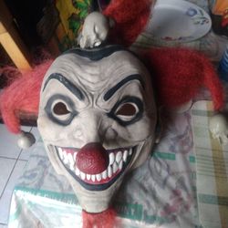Adult. Clown Jester Mask with Skulls with Hair, Halloween Mask
