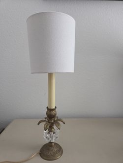 Vinage Brass And Crystal Ball Lamp