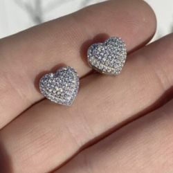 White Gold Plated Heart Earrings