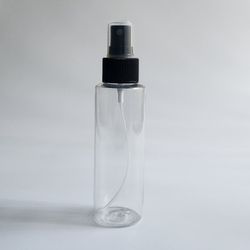 4oz Cylinder PET Bottle & Black Fine Mist Sprayer (12 Pack)