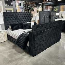 TV bed King or Queen size Full velvet upholstered