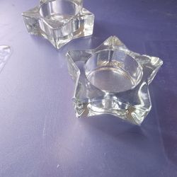 Two Glass Star Candle Holders