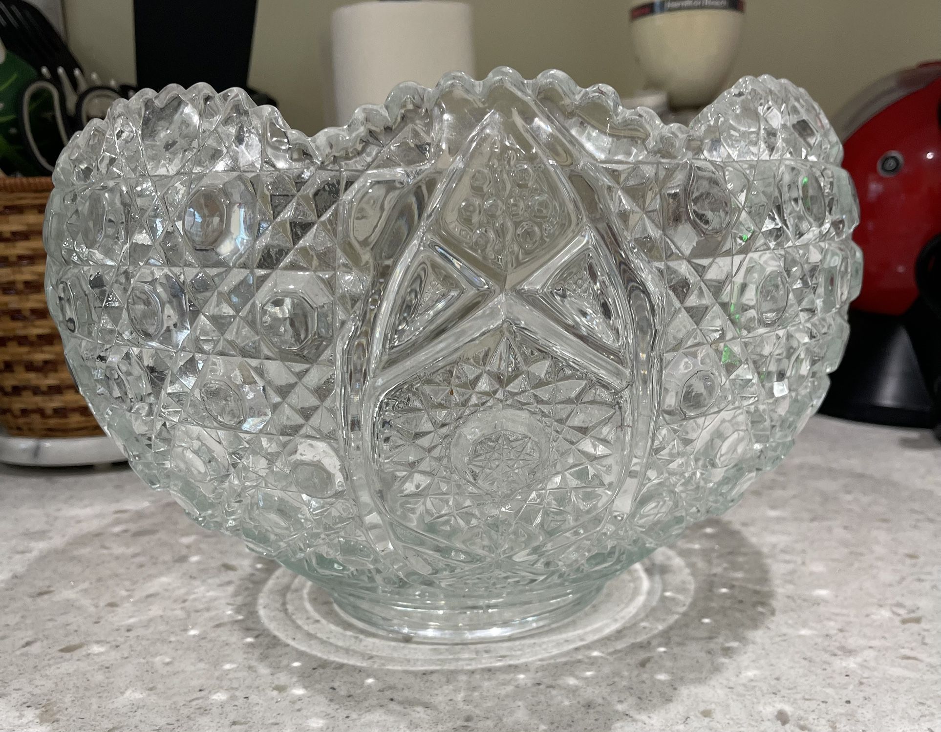 Criystal Serving Bowl 12” Diameter $25 Used Only For Thanksgiving Dinner