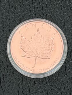 1 OZ ADVP .9999 FINE Copper Canadian Maple Leaf Design
