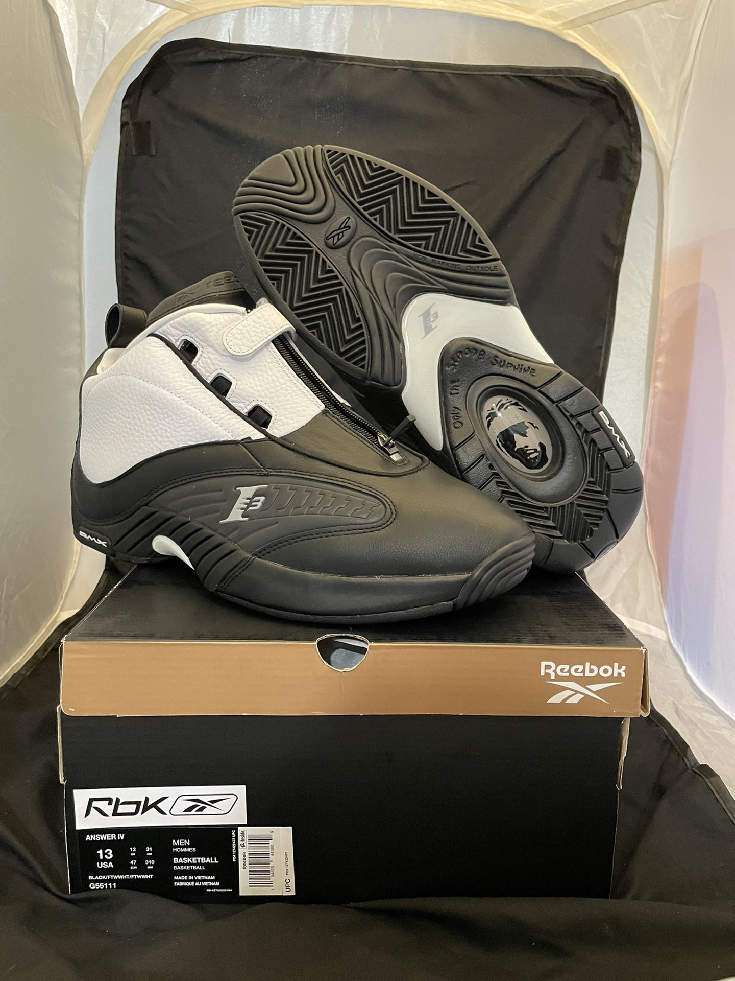 Reebok answer iv top black white for sale